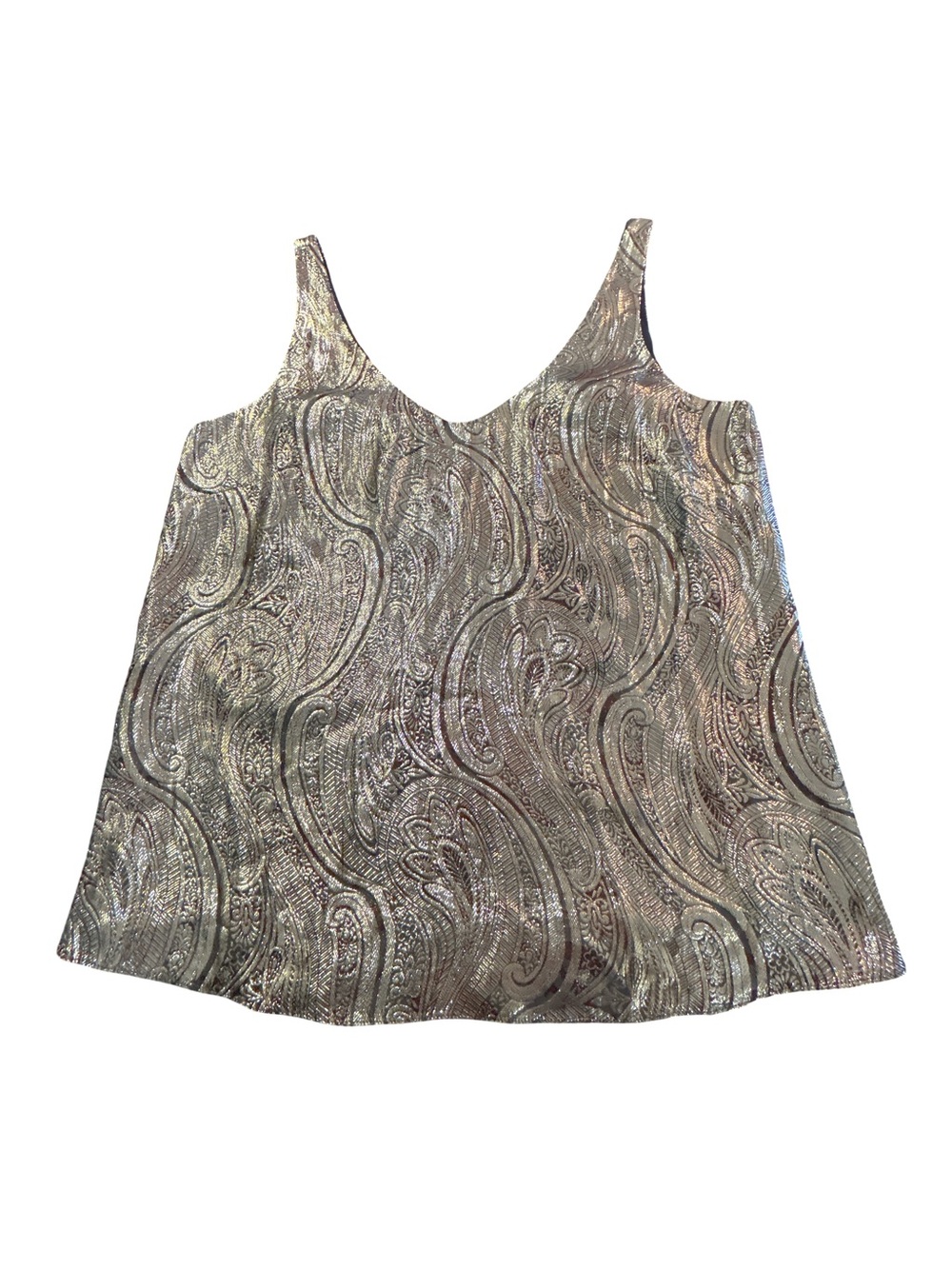 J.Crew "Gilded Paisley" Silk Metallic Cami Tank Top Holiday Glam IndieSleaze